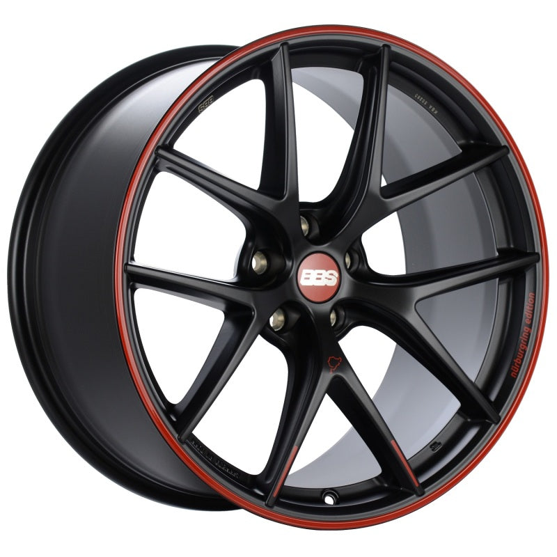 BBS CI-R Nurburgring Edition 19x8.5 5x120 ET35 Satin Black/Red Lip Wheel - 82mm PFS/Clip Req.