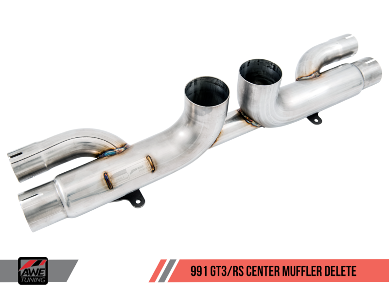 AWE Tuning Porsche 991 GT3 / RS Center Muffler Delete - Chrome Silver Tips