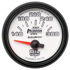 Autometer Phantom II 52mm Short Sweep Electronic 140-300 Deg F Oil Temperature Gauge