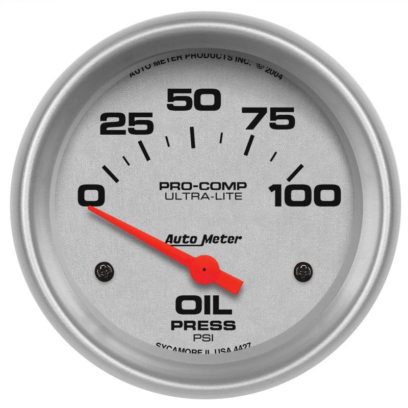 Autometer Ultra-Lite 66.7mm Short Sweep Electronic 0-100 PSI Oil Pressure Gauge