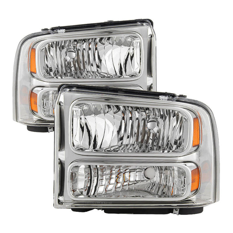 Xtune Ford F250 F350 F450 Superduty Excursion 99-04 Headlights Chrome HD-JH-FF25099-HA-C