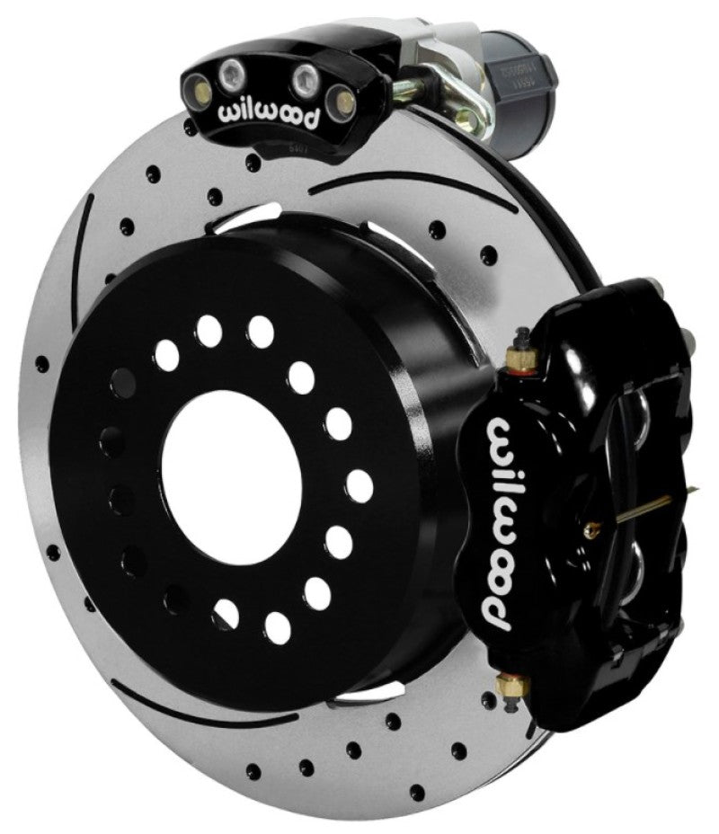 Wilwood Forged Dynalite Rear Electronic Parking Brake Kit - Black Powder Coat Caliper - D/S Rotor