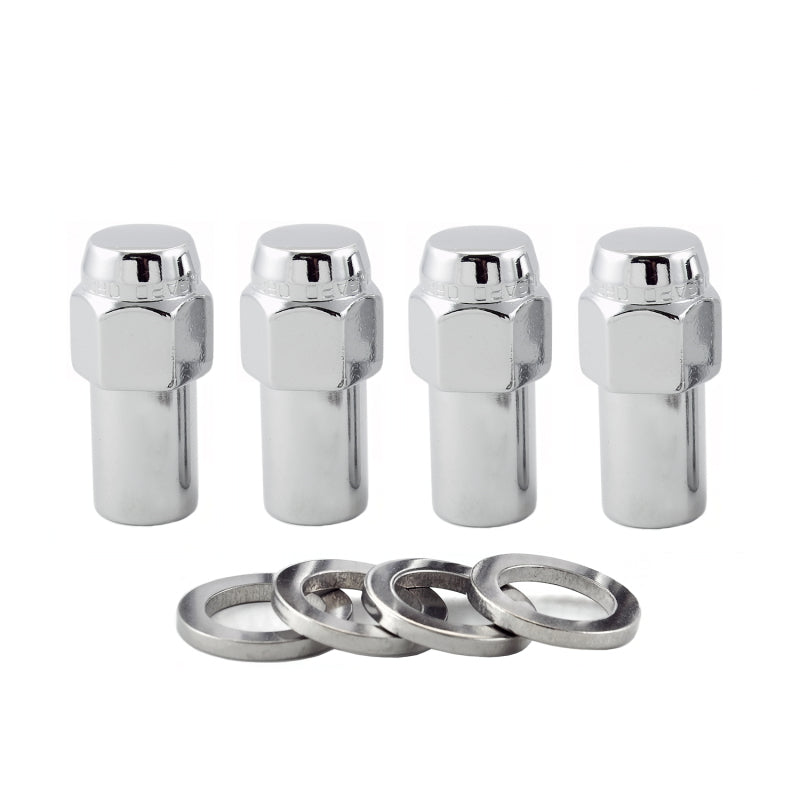 McGard Hex Lug Nut (Long Shank - .946in.) M12X1.5 / 13/16 Hex / 1.85in. Length (4-pack) - Chrome