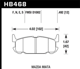 Hawk 01-05 Mazda Miata 1.8L Base Pads Only Rear ER-1 Brake Pads