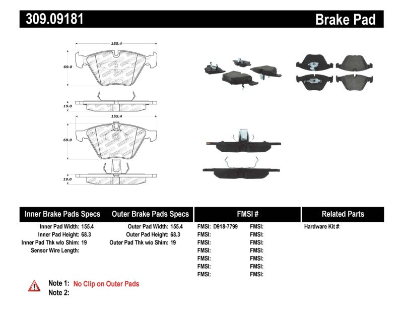 StopTech Performance 11-12 BMW Z4 (E86) / 07-11 335 Series (E90/92/93/F30) Front Brake Pads