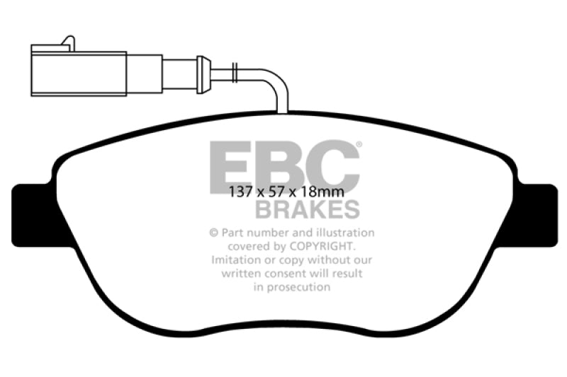 EBC 12+ Fiat 500 1.4 Turbo Abarth Yellowstuff Front Brake Pads