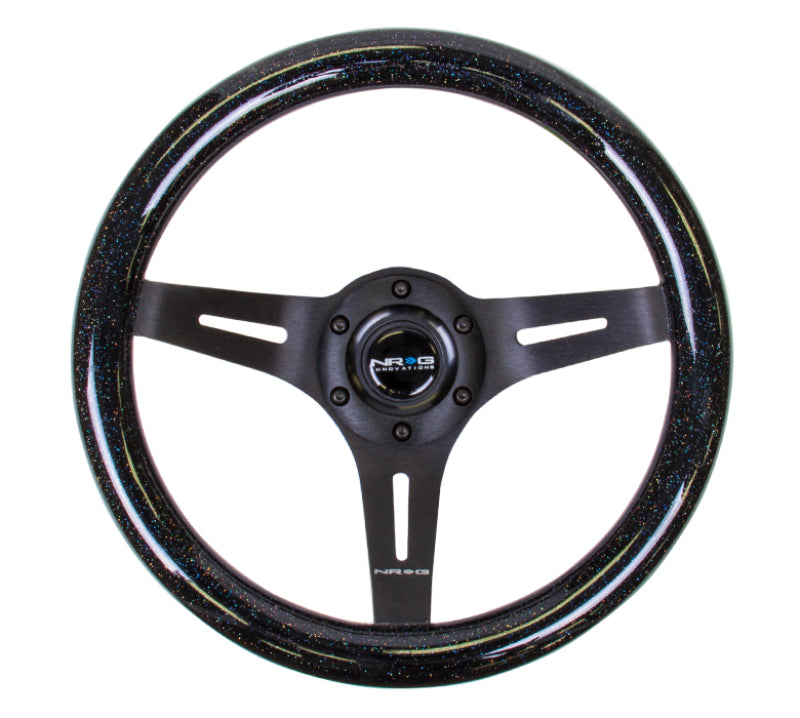 NRG Classic Wood Grain Steering Wheel (310mm) Black Sparkle w/Blk 3-Spoke Center