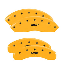 Load image into Gallery viewer, MGP 4 Caliper Covers Engraved Front &amp; Rear MGP Yellow Finish Black Char 2005 Audi A6 Quattro