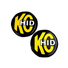 Load image into Gallery viewer, KC HiLiTES 8in. Round Soft Cover HID (Pair) - Black w/Yellow Brushed KC Logo