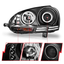 Load image into Gallery viewer, ANZO 2006-2009 Volkswagen Rabbit Projector Headlights w/ Halo Black (CCFL)