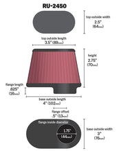 Load image into Gallery viewer, K&amp;N Univ Clamp-On Air Filter - 1-3/4in FLG O/S 4in X 3in B 3in X 2in T 2-3/4inH OVAL