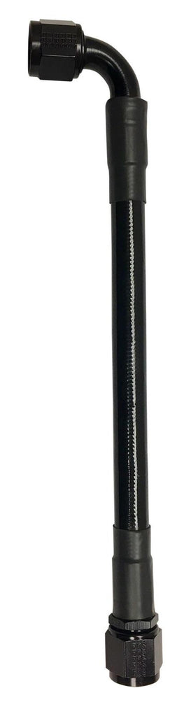 Fragola -8AN Ext Black PTFE Hose Assembly Straight x 90 Degree 60in