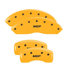 Load image into Gallery viewer, MGP 4 Caliper Covers Engraved Front &amp; Rear MGP Yellow Finish Black Char 2007 Mercedes-Benz E350