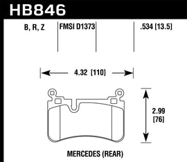 Hawk 08-13 Mercedes C-Class Performance Ceramic Street Rear Brake Pads