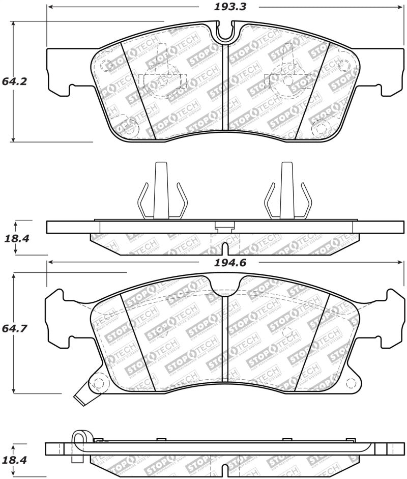 StopTech 11-20 Jeep Grand Cherokee Street Select Front Brake Pads