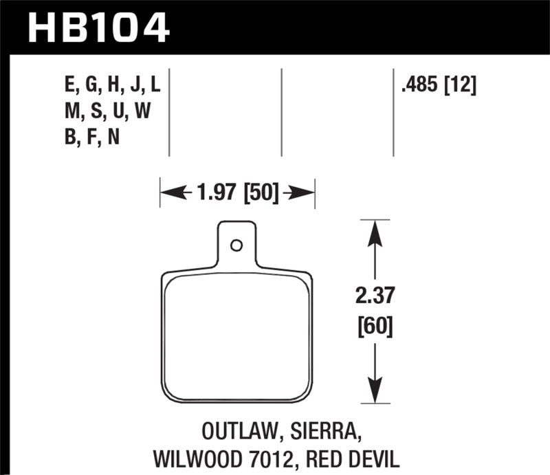 Hawk HT-10 Wilwood DL Single Outlaw w/ 0.156in Center Hole Race Brake Pads