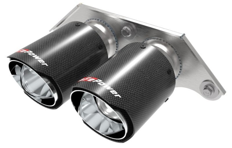 aFe Power Mach Force Xp 4in 304 SS Bolt-On Exhaust Tips Carbon Fiber 14-19 Porsche 911 GT3 3.8L/4.0L