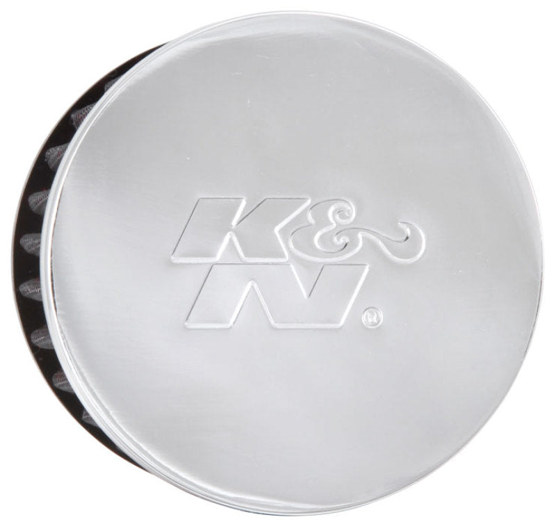 K&N 1.5in Flange ID x 3in OD x 2.5in H Chrome Finish Rubber Base Crankcase Vent Filter